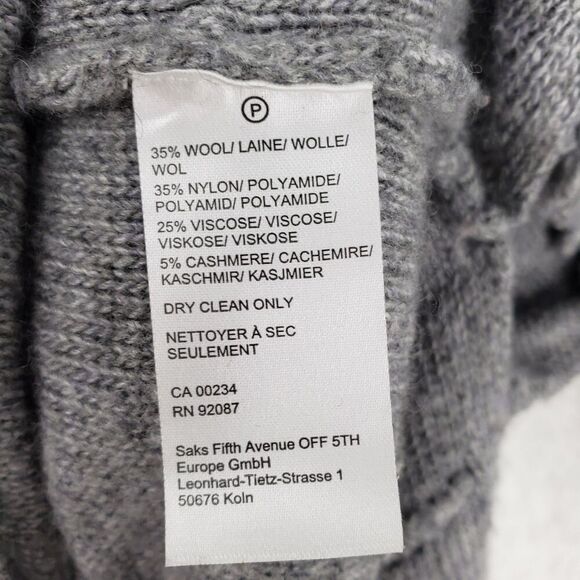 Saks Fifth Avenue Sweater Womens XL Fringe Textured Pullover Wool Cashmere Blend - Picture 3 of 8